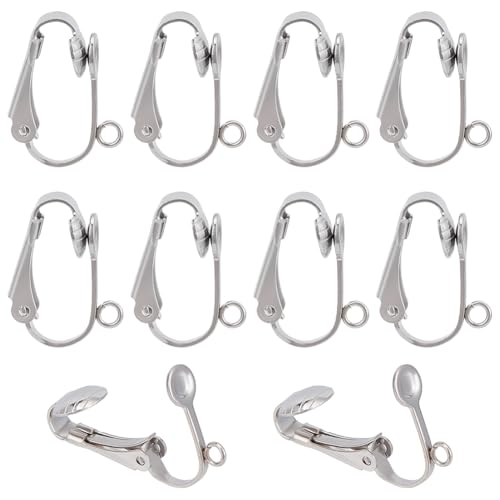 HOBBIESAY 10 Stück Clip-on-Ohrringe, Clip-on-Ohrringe, Konverter, Edelstahl, Clip-on-Ohrringe, Ohrclip für Frauen, DIY-Ohrringe, Schmuckherstellung von HOBBIESAY