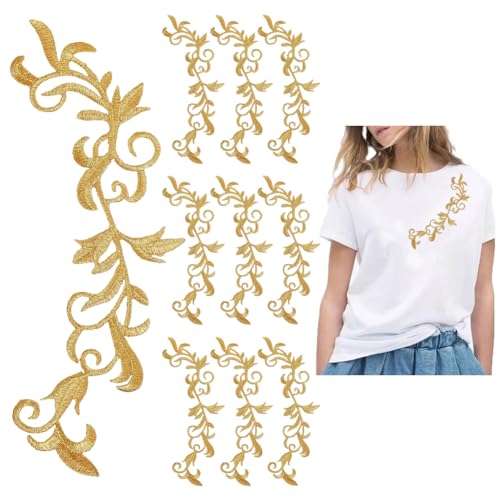 HOBBIESAY 10 Stück Metallisch Bestickter Aufnäher Zum Aufbügeln Goldene Lange Blatt Stickerei Applikation Metallischer Blumenbesatz Im Boho Stil Fransenblätter Aufnäher Für Hochzeit Kleidung Basteln HOBBIESAY 10 Stück Metallisch Bestickter Aufnäher Zum Aufbügeln Goldene Lange Blatt Stickerei Applikation Metallischer Blumenbesatz Im Boho Stil Fransenblätter Aufnäher Für Hochzeit Kleidung Basteln von HOBBIESAY
