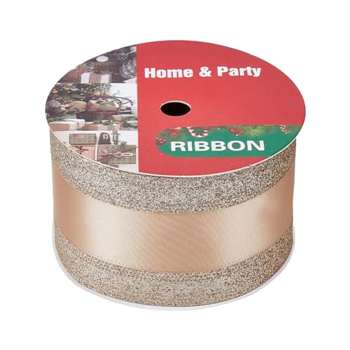 HOBBIESAY 10 Yard 65mm Champagnergold Drahtgebundenes Satinband Glitzerndesmetallisches Stoffdrahtband Glitzerndes Breites Dekoratives Band Für Valentinstag Weihnachten Hochzeit HOBBIESAY 10 Yard 65mm Champagnergold Drahtgebundenes Satinband Glitzerndesmetallisches Stoffdrahtband Glitzerndes Breites Dekoratives Band Für Valentinstag Weihnachten Hochzeit von HOBBIESAY