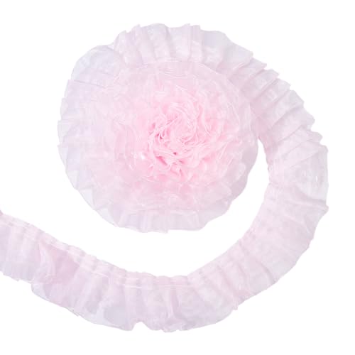 HOBBIESAY 10 Yards/9.14m Rüschenband Plissierte Elastische Spitzenrüschenbesatz Doppellagiger Plissierter Chiffon Elastikbesatz Rosa Zum Nähen von Hochzeits Und Brautkleiddekor HOBBIESAY 10 Yards/9.14m Rüschenband Plissierte Elastische Spitzenrüschenbesatz Doppellagiger Plissierter Chiffon Elastikbesatz Rosa Zum Nähen von Hochzeits Und Brautkleiddekor von HOBBIESAY