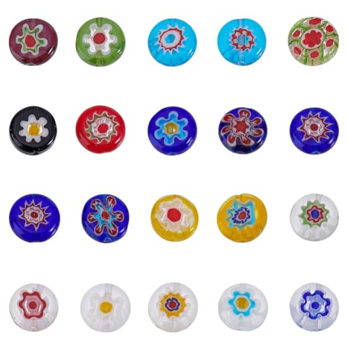 HOBBIESAY 100 Stück Flache Runde Blumen Glasperlen 10mm Blumenglasur Perlen Bunte Florale Lose Perlen Millefiori Lampwork Glasperlen Für Frauen DIY Armband Halskette Schmuckherstellung Loch: 1mm HOBBIESAY 100 Stück Flache Runde Blumen Glasperlen 10mm Blumenglasur Perlen Bunte Florale Lose Perlen Millefiori Lampwork Glasperlen Für Frauen DIY Armband Halskette Schmuckherstellung Loch: 1mm von HOBBIESAY
