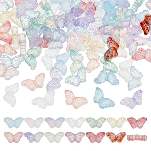 HOBBIESAY 100 Stück Glas Schmetterlings Perlen Kristall Schmetterlings Perlen Lose Pony Perlen Charms Bunte Abstandsperlen Für Ohrringe Halsketten Schmuckherstellung Bastelarbeiten Loch:1mm von HOBBIESAY