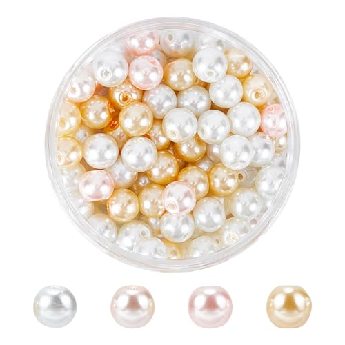 HOBBIESAY 100 Stück Glasperlen 8mm Satin Luster Pearl Perlen Runde gemischte Handwerk Perlen Tiny Filler Spacer Perlen für Schmuck Basteln Nähen Herstellung Loch: 1mm HOBBIESAY 100 Stück Glasperlen 8mm Satin Luster Pearl Perlen Runde gemischte Handwerk Perlen Tiny Filler Spacer Perlen für Schmuck Basteln Nähen Herstellung Loch: 1mm von HOBBIESAY