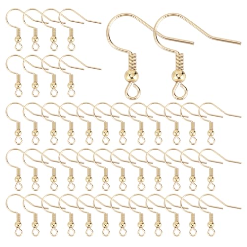 HOBBIESAY 100 Stück Gold Ohrhaken Fischhaken Edelstahl Ohrringhaken Französische Drahthaken Baumelnde Ohrhaken Für DIY Ohrring Schmuckherstellung Loch:2mm von HOBBIESAY