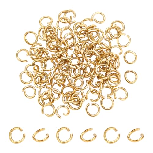 HOBBIESAY 100 Stück Goldene Biegeringe 2.3mm Offener Biegering Aus Edelstahl 18 Karat Vergoldete Biegeringe Ungelötete Ringverbinder Kleiner Spaltring Schmuckherstellungszubehör HOBBIESAY 100 Stück Goldene Biegeringe 2.3mm Offener Biegering Aus Edelstahl 18 Karat Vergoldete Biegeringe Ungelötete Ringverbinder Kleiner Spaltring Schmuckherstellungszubehör von HOBBIESAY