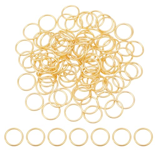 HOBBIESAY 100 Stück Goldene Biegeringe 8mm Offener Biegering Aus Edelstahl 18 Karat Vergoldete Biegeringe Ungelötete Ringverbinder Kleiner Spaltring Schmuckherstellungszubehör von HOBBIESAY