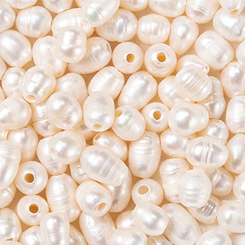 HOBBIESAY 100 Stück Perlen Mit Großen Löchern, 7-10 mm, Natürliche Süßwasser-Zuchtperlen, Lose Perlen, Natürliche Ovale Perlen Für Lederbänder, Schmuckherstellung, DIY-Handwerk, Bohrung: 1.8 mm HOBBIESAY 100 Stück Perlen Mit Großen Löchern, 7-10 mm, Natürliche Süßwasser-Zuchtperlen, Lose Perlen, Natürliche Ovale Perlen Für Lederbänder, Schmuckherstellung, DIY-Handwerk, Bohrung: 1.8 mm von HOBBIESAY