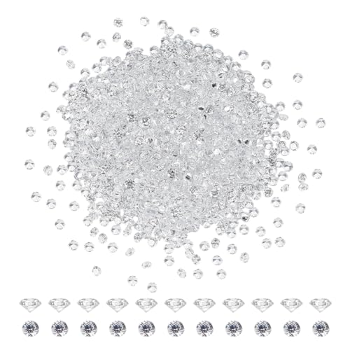 HOBBIESAY 1000 Stück Klare Zirkonia Facettierte Cabochons Mit Spitzer Rückseite Kleine Lose Diamanten Runde CZ Steine Synthetischer Edelstein Für Nagelkunst Basteln Schmuckherstellung 2mm von HOBBIESAY