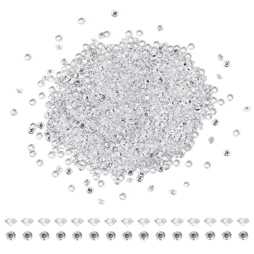 HOBBIESAY 1000 Stück Klare Zirkonia Runde CZ Steine Facettiert Spitze Rückseite Cabochons Kleiner Loser Diamant Synthetischer Edelstein Für Nagelkunst Basteln Schmuckherstellung 1mm von HOBBIESAY