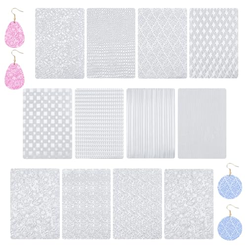 HOBBIESAY 12 Polymer Stampmatten Texturplatten DIY Modelliermasse Texturmatten Klar für Ohrringe Schmuckherstellung Bastelzubehör Handwerk 7x10 Zoll HOBBIESAY 12 Polymer Stampmatten Texturplatten DIY Modelliermasse Texturmatten Klar für Ohrringe Schmuckherstellung Bastelzubehör Handwerk 7x10 Zoll von HOBBIESAY
