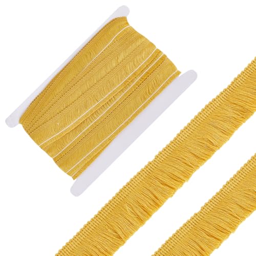 HOBBIESAY 12.5 m Polyester Spitzenbesatz Band Quaste Nähzubehör Stoff Spitzenbesätze Quaste Nähzubehör Schnürsenkel Gold Zum Nähen Heimdekoration DIY Handwerk Kleidungszubehör von HOBBIESAY
