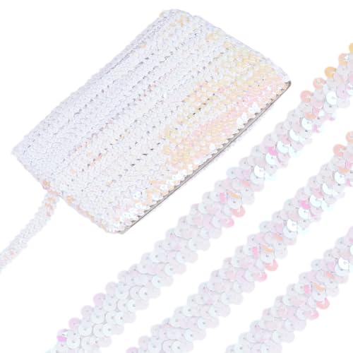 HOBBIESAY 12.5m Weiße Flache Glitzer Paillettenborte 20mm Breit Glitzerndes Stoff Paillettenband Glänzende Paillettenborte Zum Basteln Nähen von Kleidung Heim Und Party Dekoration HOBBIESAY 12.5m Weiße Flache Glitzer Paillettenborte 20mm Breit Glitzerndes Stoff Paillettenband Glänzende Paillettenborte Zum Basteln Nähen von Kleidung Heim Und Party Dekoration von HOBBIESAY