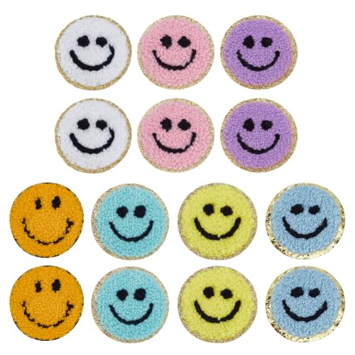 HOBBIESAY 14 Stück Aufnäher Mit Smile Gesicht Zum Aufbügeln Aufnäher Mit Happy Face Handtuch Stickerei Applikationen Zum Aufnähen Pailletten Applikation Für Rucksäcke Hüte Kleidung Jacken Nähen HOBBIESAY 14 Stück Aufnäher Mit Smile Gesicht Zum Aufbügeln Aufnäher Mit Happy Face Handtuch Stickerei Applikationen Zum Aufnähen Pailletten Applikation Für Rucksäcke Hüte Kleidung Jacken Nähen von HOBBIESAY