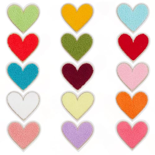 HOBBIESAY 15 Farbe 15 Stück Herz Aufbügler Herz Chenille Flicken Mit Goldenen Rändern Bunte Liebes Flicken Zum Aufnähen Dekorativer Aufnäher Für DIY Kleidung Jeans Hüte Rucksäcke Taschen Westen HOBBIESAY 15 Farbe 15 Stück Herz Aufbügler Herz Chenille Flicken Mit Goldenen Rändern Bunte Liebes Flicken Zum Aufnähen Dekorativer Aufnäher Für DIY Kleidung Jeans Hüte Rucksäcke Taschen Westen von HOBBIESAY