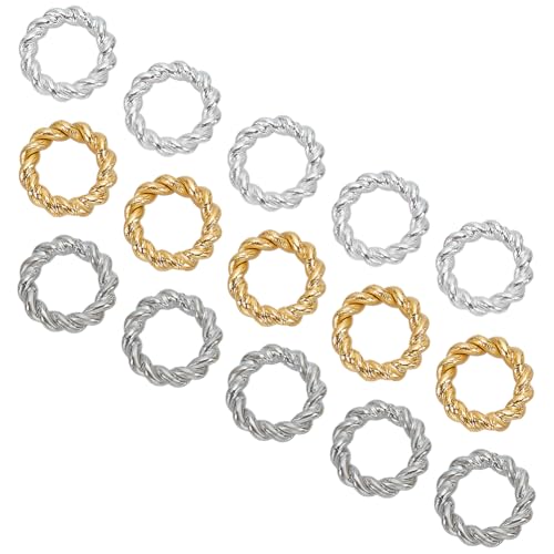 HOBBIESAY 15 Stück 24K Gold Biegeringe 6mm Silber Messing Gedrehte Biegeringe Geschlossene Biegeringe Kettenhemdringe Schmuck O Ringe Verbinder Runde Ringe Zur Schmuckherstellung HOBBIESAY 15 Stück 24K Gold Biegeringe 6mm Silber Messing Gedrehte Biegeringe Geschlossene Biegeringe Kettenhemdringe Schmuck O Ringe Verbinder Runde Ringe Zur Schmuckherstellung von HOBBIESAY
