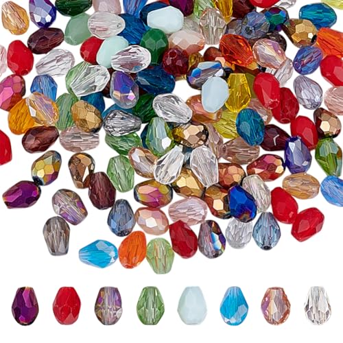HOBBIESAY 150 Stück Facettierte Glasperlen In Tropfenform Kristallschliff Wassertropfen Abstandshalter Lose Perlen Zufällige Farbe Für Armband Halskette Ohrringe Schmuckherstellung Loch:1.2mm HOBBIESAY 150 Stück Facettierte Glasperlen In Tropfenform Kristallschliff Wassertropfen Abstandshalter Lose Perlen Zufällige Farbe Für Armband Halskette Ohrringe Schmuckherstellung Loch:1.2mm von HOBBIESAY