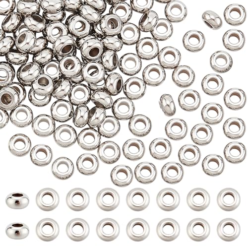 HOBBIESAY 150 Stück Flache Runde Abstandsperlen 6mmmetallscheiben Lose Perlenmini Rondellperlen Aus Edelstahl Kleine Bastel Verbindungsperlen Für Die Herstellung von DIY Armbändern Ohrringen von HOBBIESAY