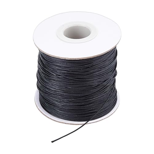 HOBBIESAY 150 m Kunstlederschnur Dünnes Seil Schwarz Elastisches Kunstleder Faden Lederstreifen Schmuckherstellung Schnur Flechten Wickeln Kordeln Perlenschnur von HOBBIESAY