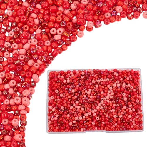HOBBIESAY 150g Glasperlen 4mm Rot Kleine Runde Perlen Abstandshalter Lose Tschechische Bastelperlen Für DIY Halsketten Schmuckherstellung Loch:1.4-1.5mm von HOBBIESAY