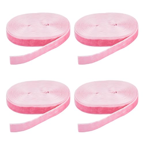 HOBBIESAY 15mm Breites Einseitiges Samtband Rosa Samtbandbesatz Weihnachtlicher Vintage Samtstoffbandbesatz Zum Verpacken von Geschenken Schleifen Herstellen von Heimdekorationen Kunsthandwerk von HOBBIESAY