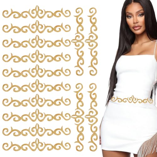 HOBBIESAY 16 Stück Goldmetallischer Bestickter Aufnäher Zum Aufbügeln Blumenstickerei Blätter Ranken Zum Aufnähen Dekorativer Reparaturflicken Fransen Blätter Patch Für Hochzeit Ballkleid Handwerk von HOBBIESAY