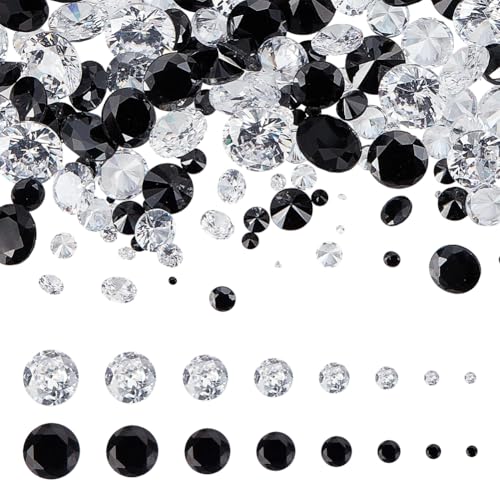 HOBBIESAY 160 Stück Schwarzer Klarer Zirkonia 16 Stile Facettierte Cabochons Mit Spitzer Rückseite Kleine Lose Diamant CZ Steine Für Nagelkunst Basteln Schmuckherstellung von HOBBIESAY