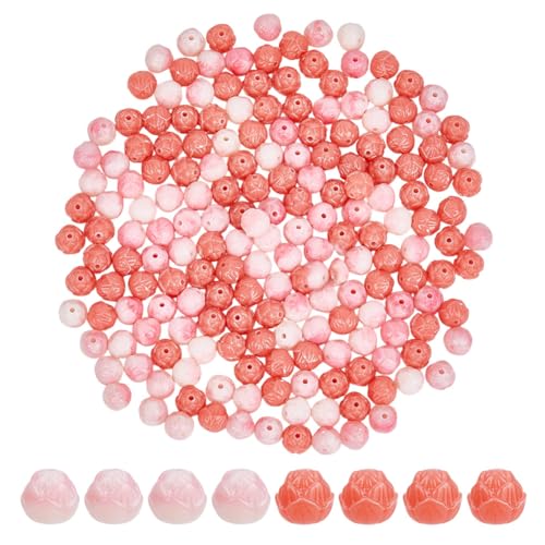 HOBBIESAY 2 Farbe 200 Stück Rosa Rosen Acrylperlen 10.5mm Lose Blumenperlen Rosen Blumen Abstandshalter Bulk Für Valentinstag DIY Armbänder Ohrringe Halsketten Schmuckherstellung Bohrung: 1.8mm von HOBBIESAY