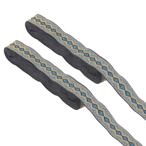 HOBBIESAY 2 Rolle 14m Jacquardband 20mm Breit Vintage Stickereiband Borte Im Dodger Blau Ethno Stil Bänder Zum Nähen von Vorhanghaltern Weihnachtskranz Geschenk Kleidungsdekoration HOBBIESAY 2 Rolle 14m Jacquardband 20mm Breit Vintage Stickereiband Borte Im Dodger Blau Ethno Stil Bänder Zum Nähen von Vorhanghaltern Weihnachtskranz Geschenk Kleidungsdekoration von HOBBIESAY