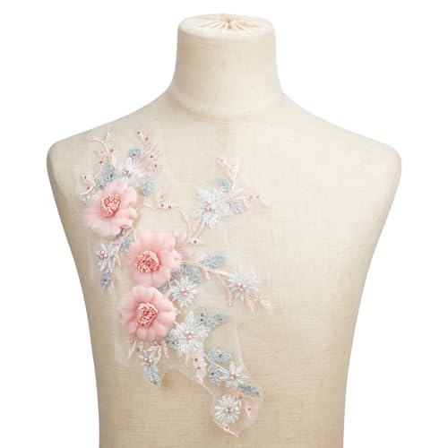 HOBBIESAY 2 Stück 3D Blumen Applikationen In Rosa Florale Stickerei Spitzen Applikationen Zum Aufnähen Blumenperlen Patches Dekorativer Reparaturflicken Für Hochzeitskleid Kleid Mieder Kostüm HOBBIESAY 2 Stück 3D Blumen Applikationen In Rosa Florale Stickerei Spitzen Applikationen Zum Aufnähen Blumenperlen Patches Dekorativer Reparaturflicken Für Hochzeitskleid Kleid Mieder Kostüm von HOBBIESAY