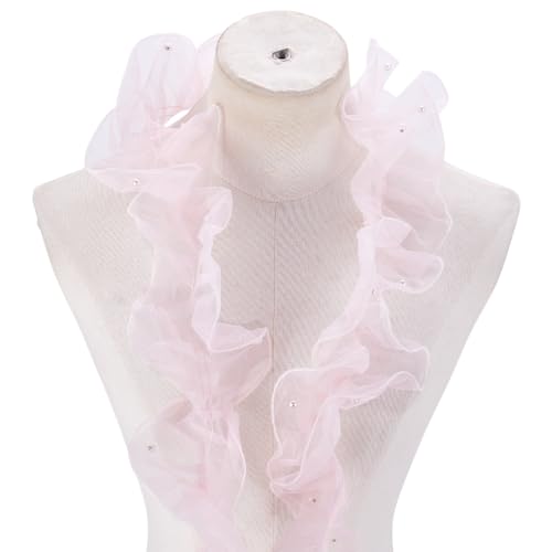 HOBBIESAY 2 Stück Organza Spitzenband Mit Perlenbesatz 16cm Breit Rosa Plissiertes Stoffband Chiffon Einfassung Besätze Zum Nähen Basteln Verzierung Für Hochzeiten Brautkleider Und Kleidung,2m/Stück HOBBIESAY 2 Stück Organza Spitzenband Mit Perlenbesatz 16cm Breit Rosa Plissiertes Stoffband Chiffon Einfassung Besätze Zum Nähen Basteln Verzierung Für Hochzeiten Brautkleider Und Kleidung,2m/Stück von HOBBIESAY
