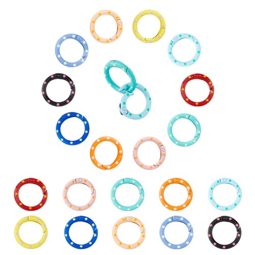 HOBBIESAY 20 Stück 10 Farben Gepunktete Federringe Aus Zinklegierung Feder O Ringe Runde Karabiner Schnappklemmen Feder Schlüsselanhänger O Schnallen Handtasche Geldbörse Kreis Auslöseringe von HOBBIESAY