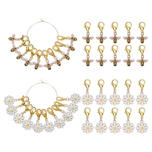 HOBBIESAY 20 Stück 2 Stile Gänseblümchen Und Bienen Maschenmarkierer Anhänger Zum Häkeln Goldene Gänseblümchen Blumen Bienen Strickmaschenmarkierer Strick Und Häkelzubehör Für Heimwerker Näharbeiten HOBBIESAY 20 Stück 2 Stile Gänseblümchen Und Bienen Maschenmarkierer Anhänger Zum Häkeln Goldene Gänseblümchen Blumen Bienen Strickmaschenmarkierer Strick Und Häkelzubehör Für Heimwerker Näharbeiten von HOBBIESAY