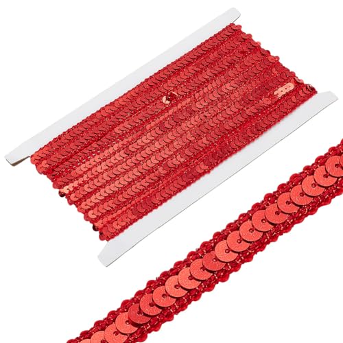 HOBBIESAY 20 Yards 0.47 Zoll Rote Pailletten Streifen Pailletten Elastikbesatz Metallische Stretch Pailletten Glänzendes Näh Paillettenband Für Kleider Tanzkostüme Stirnbänder DIY Handwerk HOBBIESAY 20 Yards 0.47 Zoll Rote Pailletten Streifen Pailletten Elastikbesatz Metallische Stretch Pailletten Glänzendes Näh Paillettenband Für Kleider Tanzkostüme Stirnbänder DIY Handwerk von HOBBIESAY