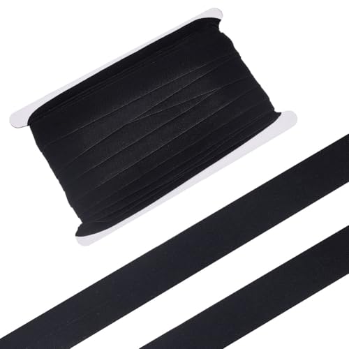 HOBBIESAY 20 m doppelt gefaltetes Schrägband, 2,5 cm, Polyester, durchgehendes Band, schwarzes Schrägband, zum Säumen, Nähen, Nähen, Basteln HOBBIESAY 20 m doppelt gefaltetes Schrägband, 2,5 cm, Polyester, durchgehendes Band, schwarzes Schrägband, zum Säumen, Nähen, Nähen, Basteln von HOBBIESAY