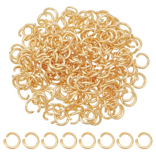 HOBBIESAY 200 Stück Goldene Biegeringe 5mm Offener Biegering Aus Edelstahl 18 Karat Vergoldete Biegeringe Ungelötete Ringverbinder Kleiner Spaltring Schmuckherstellungszubehör HOBBIESAY 200 Stück Goldene Biegeringe 5mm Offener Biegering Aus Edelstahl 18 Karat Vergoldete Biegeringe Ungelötete Ringverbinder Kleiner Spaltring Schmuckherstellungszubehör von HOBBIESAY