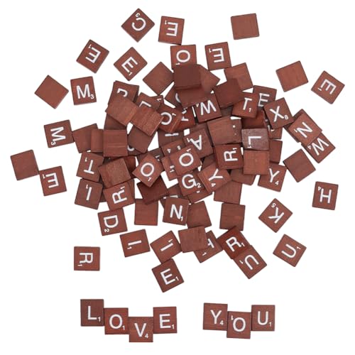 HOBBIESAY 200 Stück Holzbuchstaben Kacheln 20x17.5mm Holzfliesen A Z Großbuchstaben Bedruckte Holzfliese Rustikale Holzalphabetscheiben Für DIY Bastelanhänger Rechtschreibspiel Aus Holzfliesen von HOBBIESAY