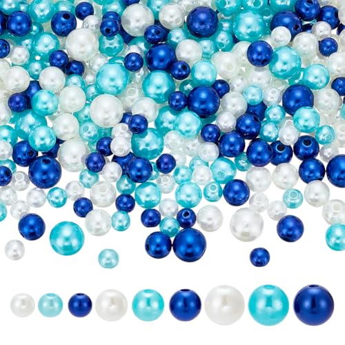 HOBBIESAY 216 Stück 80 g Perlen, Kunststoff, bunte Abstandshalter, ABS-Kunststoffperlen, runde türkisfarbene Perlen für Schmuckherstellung, Loch: 1,8–2,5 mm von HOBBIESAY