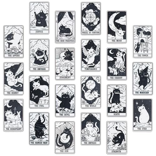 HOBBIESAY 22 Stil Tarotkarten Design Anhänger Charm Dekorationen Acryl Katze Thema Ohrring Halskette Anhänger Tibetischer Stil Armband DIY Handwerk Anhänger Charms Für Schmuckzubehör von HOBBIESAY
