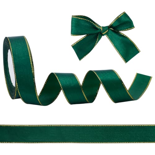HOBBIESAY 22m Satinband Mit Goldkanten Grünes Polyesterband Goldener Rand Stoffbänder Doppelte Goldene Randbänder Für Geschenkverpackungen Hochzeitsschleifen Blumensträuße HOBBIESAY 22m Satinband Mit Goldkanten Grünes Polyesterband Goldener Rand Stoffbänder Doppelte Goldene Randbänder Für Geschenkverpackungen Hochzeitsschleifen Blumensträuße von HOBBIESAY