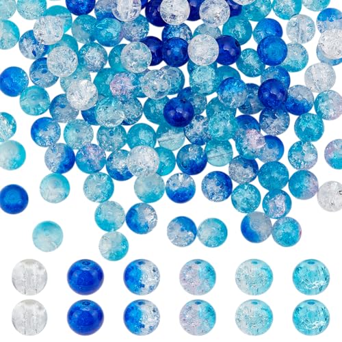 HOBBIESAY 240 Stück Glas Crackle Perlen 6 Farben Runde Perlen 8mm Kristallperlen Abstandsperlen Lose Perlen Blau Für DIY Armbänder Halsketten Ohrringe Loch: 1.3-1.6mm HOBBIESAY 240 Stück Glas Crackle Perlen 6 Farben Runde Perlen 8mm Kristallperlen Abstandsperlen Lose Perlen Blau Für DIY Armbänder Halsketten Ohrringe Loch: 1.3-1.6mm von HOBBIESAY