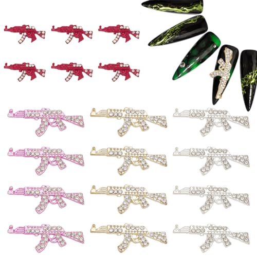 HOBBIESAY 25 Stück Legierung Gun Nail Charms Metall 3D Gun Nail Art Waffe Nagel Charm Strass Gun Nail Art Charms Retro Punk Gun Nail Art Zubehör Nageldekorationen Für DIY Schmuckherstellung HOBBIESAY 25 Stück Legierung Gun Nail Charms Metall 3D Gun Nail Art Waffe Nagel Charm Strass Gun Nail Art Charms Retro Punk Gun Nail Art Zubehör Nageldekorationen Für DIY Schmuckherstellung von HOBBIESAY