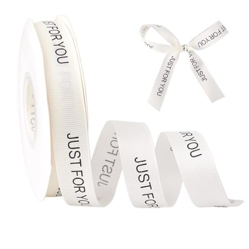 HOBBIESAY 27.4 m Einseitiges Satinband „Just For You“ Aus Stoff Weißes Valentinstagsband Zum Verpacken von Geschenken Verpacken von Blumensträußen Geburtstagsgeschenken Backen Valentinstagsbänder HOBBIESAY 27.4 m Einseitiges Satinband „Just For You“ Aus Stoff Weißes Valentinstagsband Zum Verpacken von Geschenken Verpacken von Blumensträußen Geburtstagsgeschenken Backen Valentinstagsbänder von HOBBIESAY