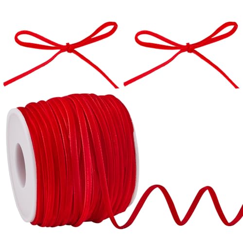 HOBBIESAY 3.2mm Dünnes Samtband 45.72m Vintage Rot Band Für Eine Seite Samtband Spule Stoffbesatz Für Hochzeitseinladungen Weihnachtsbaum Basteln Heimparty Dekoration HOBBIESAY 3.2mm Dünnes Samtband 45.72m Vintage Rot Band Für Eine Seite Samtband Spule Stoffbesatz Für Hochzeitseinladungen Weihnachtsbaum Basteln Heimparty Dekoration von HOBBIESAY