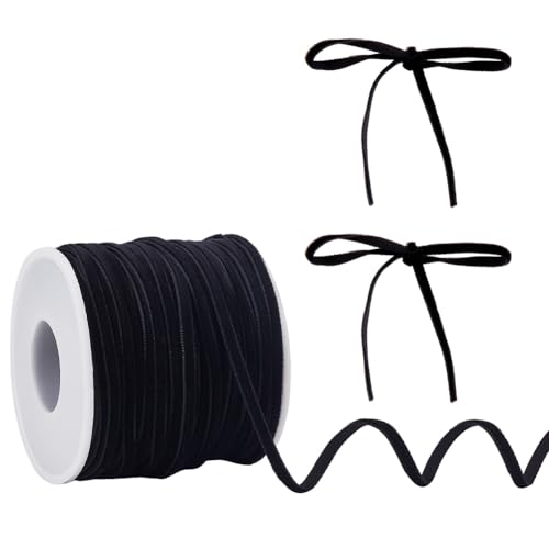 HOBBIESAY 3.2mm Dünnes Samtband 45.72m Vintage Schwarzes Band Einseitiges Samtband Spule Stoffbesatz Für Hochzeitseinladungen Weihnachten Zuhause Partyboxen Dekoration HOBBIESAY 3.2mm Dünnes Samtband 45.72m Vintage Schwarzes Band Einseitiges Samtband Spule Stoffbesatz Für Hochzeitseinladungen Weihnachten Zuhause Partyboxen Dekoration von HOBBIESAY