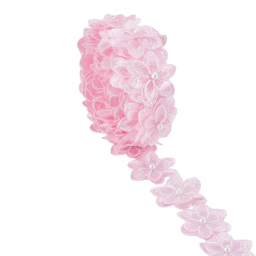 HOBBIESAY 3.66m Organza Spitzenband Mit Perlenbesatz 4.25cm Breit Rosa Organza Blumenbesatz 3D Bestickter Applikationsstoff Zum Nähen Basteln Verzierung Für Hochzeiten Brautkleider Und Kleidung HOBBIESAY 3.66m Organza Spitzenband Mit Perlenbesatz 4.25cm Breit Rosa Organza Blumenbesatz 3D Bestickter Applikationsstoff Zum Nähen Basteln Verzierung Für Hochzeiten Brautkleider Und Kleidung von HOBBIESAY