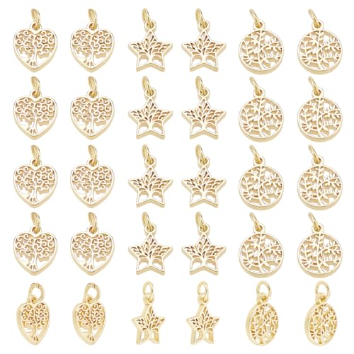 HOBBIESAY 30 Stück 18K Vergoldeter Lebensbaum Charm 3 Stile Flach Rund Mit Baum Anhängern Herzförmige Gestellplattierte Messing Charms Für Halsketten Ohrringe Armbänder Schmuckherstellung DIY Handwerk HOBBIESAY 30 Stück 18K Vergoldeter Lebensbaum Charm 3 Stile Flach Rund Mit Baum Anhängern Herzförmige Gestellplattierte Messing Charms Für Halsketten Ohrringe Armbänder Schmuckherstellung DIY Handwerk von HOBBIESAY