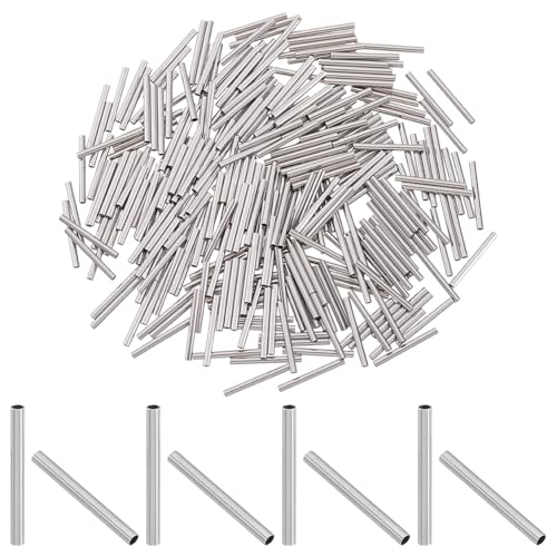 HOBBIESAY 300 Stück Edelstahl Rohrperlen 15mm Lange Runde Rohrperlen Großhandel Kleine Handwerksperlen Silber Nudelnperlen Für Frauen DIY Armreifen Halskette Schmuckhandwerk Loch 1mm von HOBBIESAY
