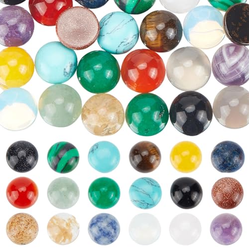 HOBBIESAY 36 Stück 18 Stile Runde Edelstein-Cabochons Kein Loch Steinperlen 8mm Flache Rückseite Halbkuppel-Steinperlen Natürliche Gemischte Stein-Cabochons Für Schmuckherstellung HOBBIESAY 36 Stück 18 Stile Runde Edelstein-Cabochons Kein Loch Steinperlen 8mm Flache Rückseite Halbkuppel-Steinperlen Natürliche Gemischte Stein-Cabochons Für Schmuckherstellung von HOBBIESAY