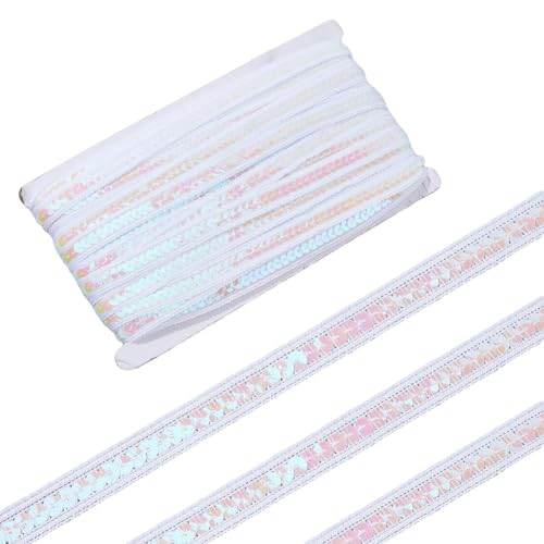 HOBBIESAY 36M Paillettenbandbesatz Paillette Elastischer Besatz Glitzerndes Einreihiges Paillettenband Metallic Paillettenbortenbesatz Glitzerndes Weißes Polyesterband Mit Pailletten HOBBIESAY 36M Paillettenbandbesatz Paillette Elastischer Besatz Glitzerndes Einreihiges Paillettenband Metallic Paillettenbortenbesatz Glitzerndes Weißes Polyesterband Mit Pailletten von HOBBIESAY