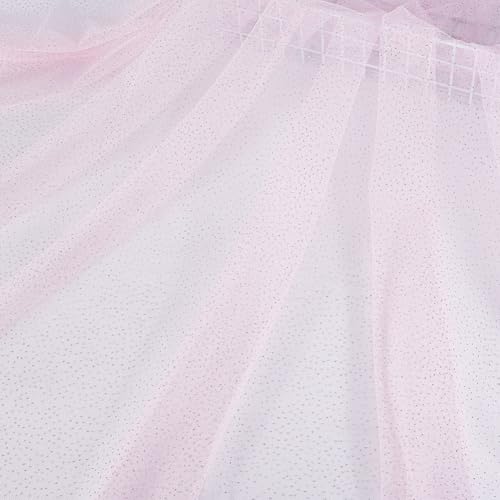 HOBBIESAY 3m Rosa Glitzer Tüllstoff 1.92 m Mit Glänzenden Silbernen Pailletten Glänzender Weicher Stoff Transparenter Tüllnetzstoff Für Heimwerkerarbeiten Hochzeitsfeiern Kostüme Dekoration von HOBBIESAY